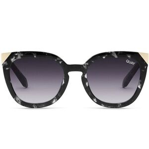Quay Australia Noosa Metal Black Tortoise Smoke 55mm Cat Eye Sunglasses